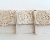 Burlap and lace wedding clutch, country chic wedding accessory, vintage brides bag