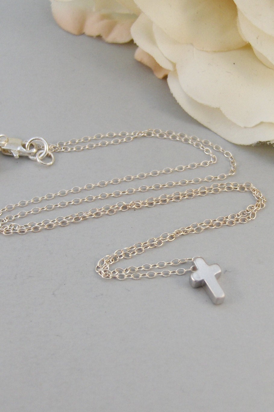 Silver Cross,Necklace,Wedding,Cross Necklace,Float,Cross,Sterling Silver,Silver Cross,Slide.Handmade jewelry by valleygirldesigns.