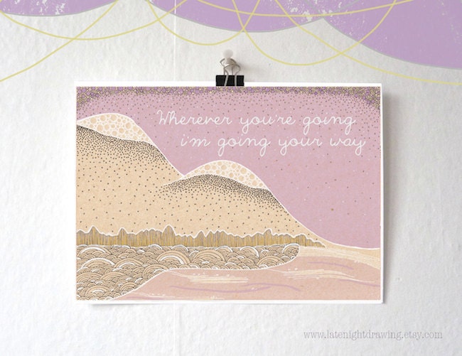 Moon River Print - Wherever You're Going Purple Mountain 6x8'