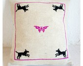 SOLD OUT - One of a kind Wixárika/Huichol hand-embroidered pillow with Coyote (( Mexchic & Tawexikta Embroidery Project ))