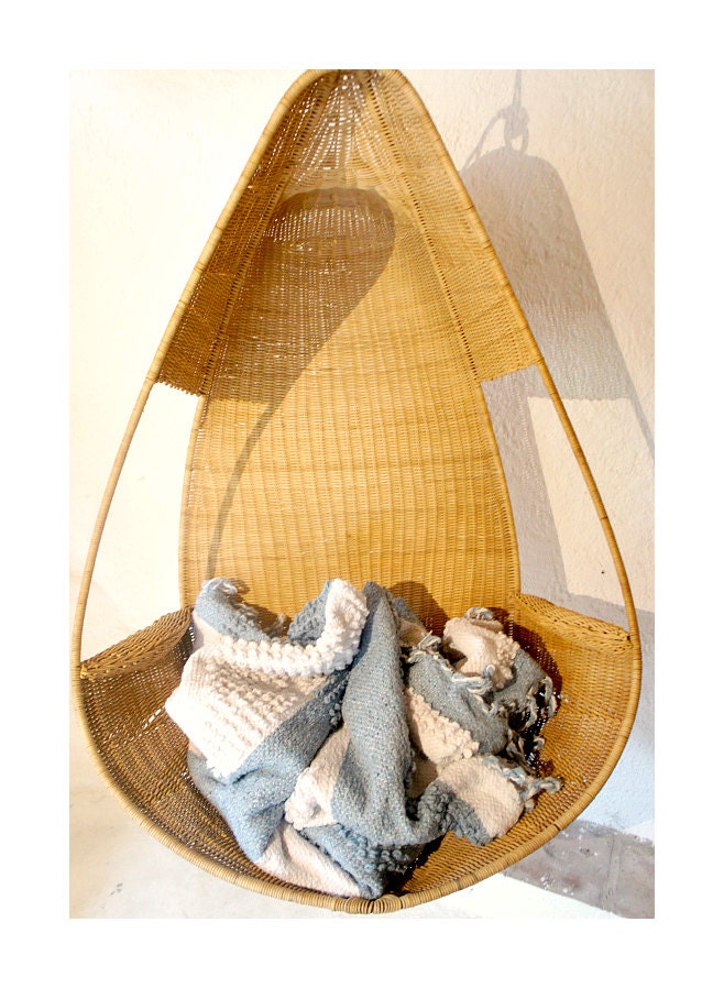 Hand-Woven Cotton Blanket in BLUE and WHITE STRIPE X-Large and Soft