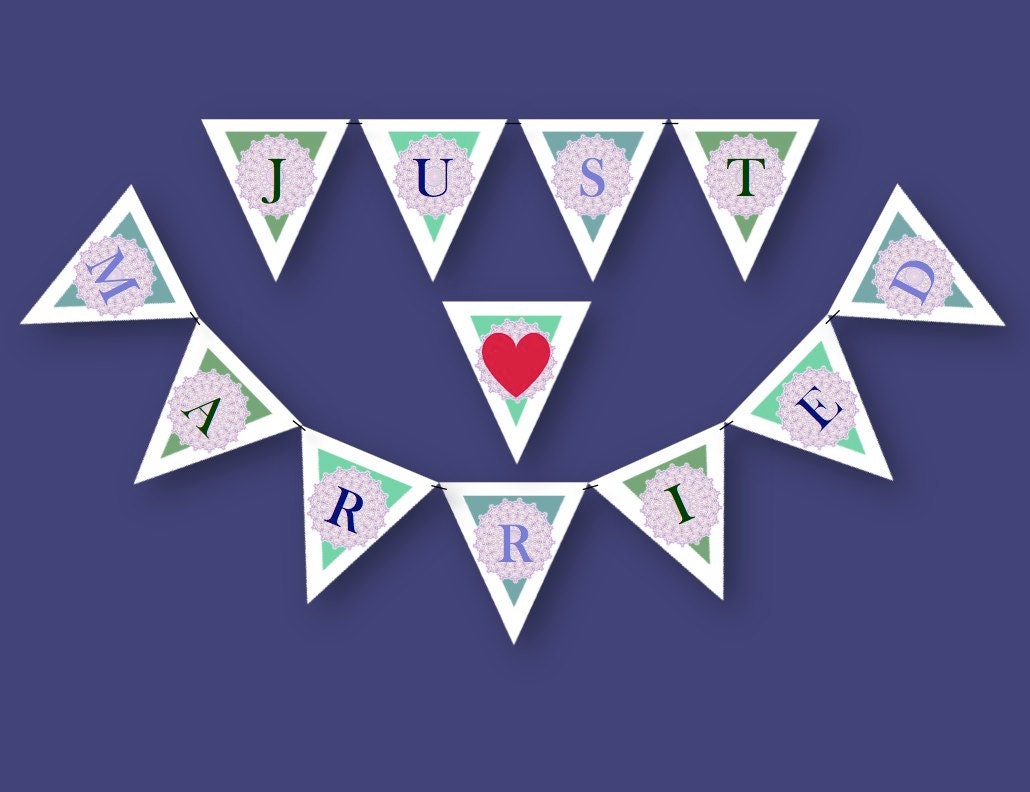 DIY - Sage and Lavender - JUST MARRIED - Printable  Wedding Banner