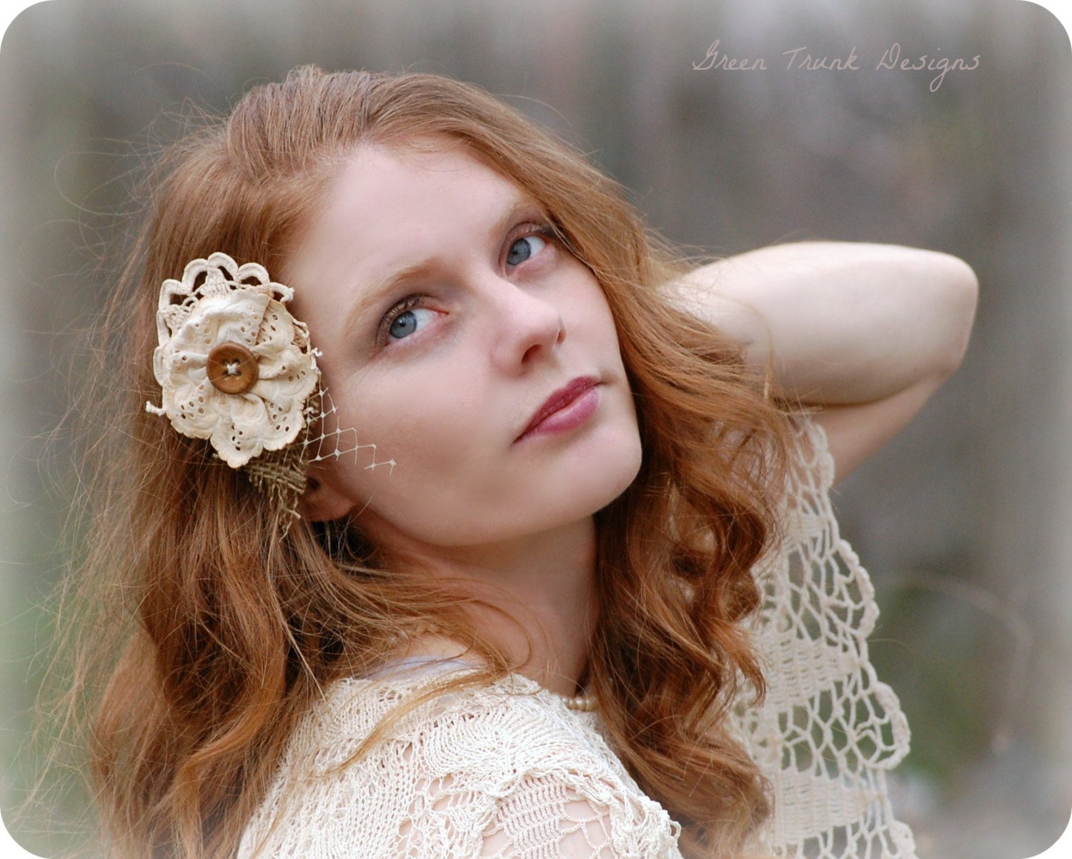 Rustic Burlap and Lace Barrette Hair Flower or Corsages