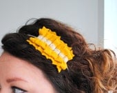 Mustard Yellow Bow Headband - Statement Headpiece - Bow Fascinator