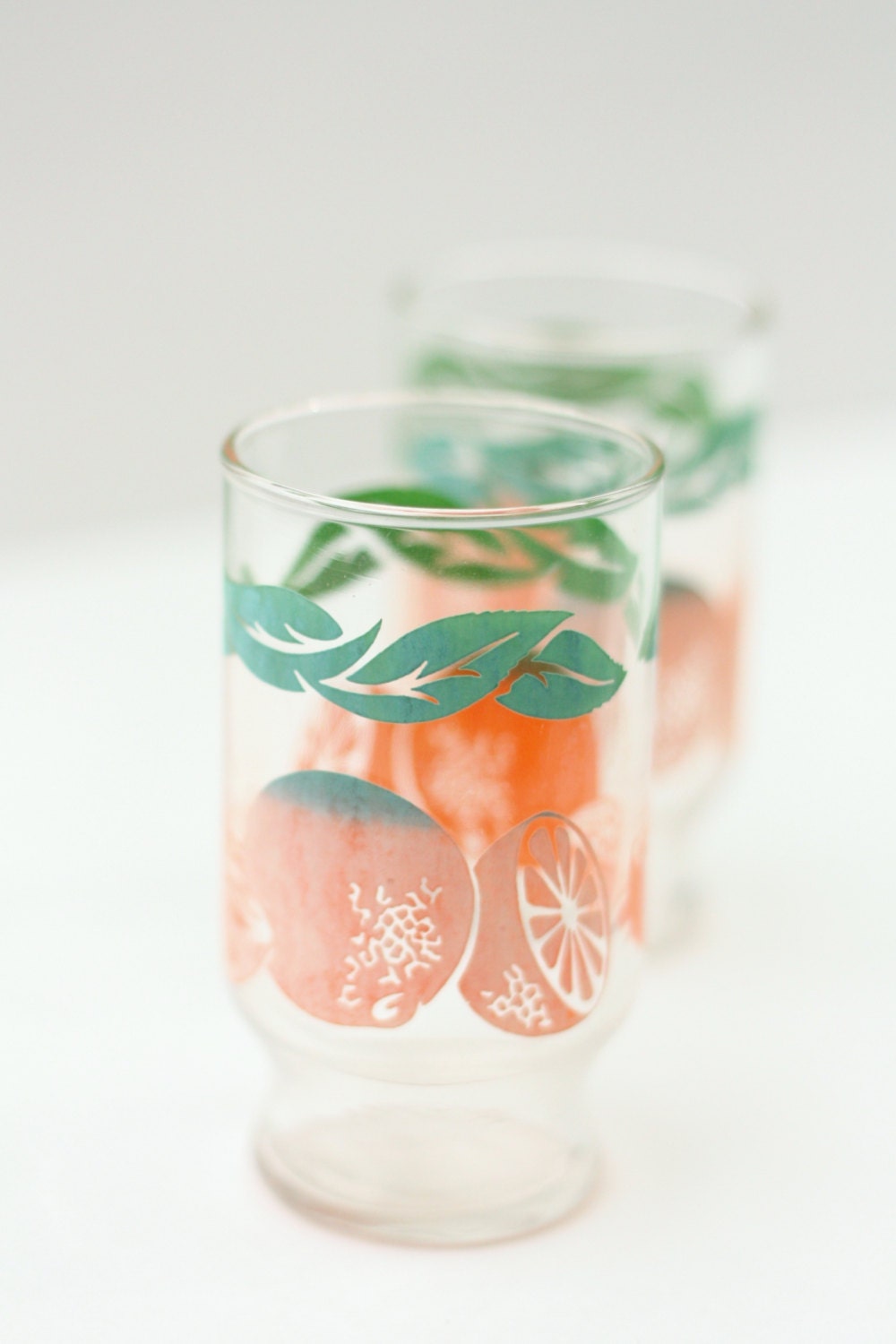 Set of 2 ANCHOR Hocking Orange Fade Juice Glasses 4"
