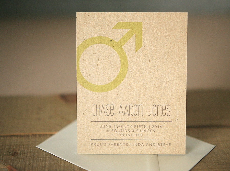 Modern Birth Announcement - It's A Boy chipboard baby announcement