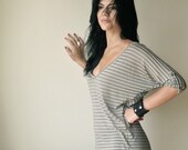 V Neck Off Shoulder Slouchy Large Blouse With Bat Sleeves - Donation to UNICEF - Item MM-BLT280BEDGR3