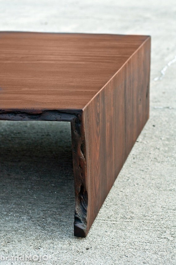 Live Edge Walnut Ottoman Coffee Table Folded Bole - XL Size 60" x 60"