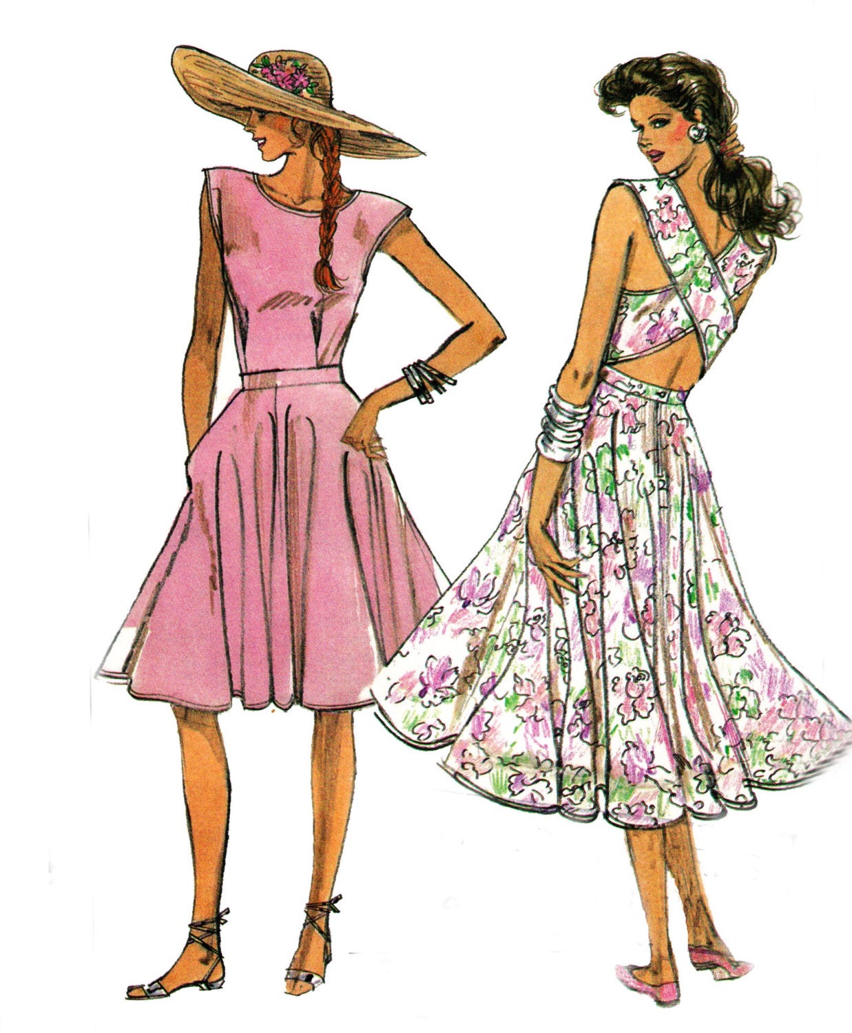 1980s Vintage Crossover Back Dress Sewing Pattern Simplicity 8618 Size 10 12 14 Bust 32 34 36 UNCUT FF