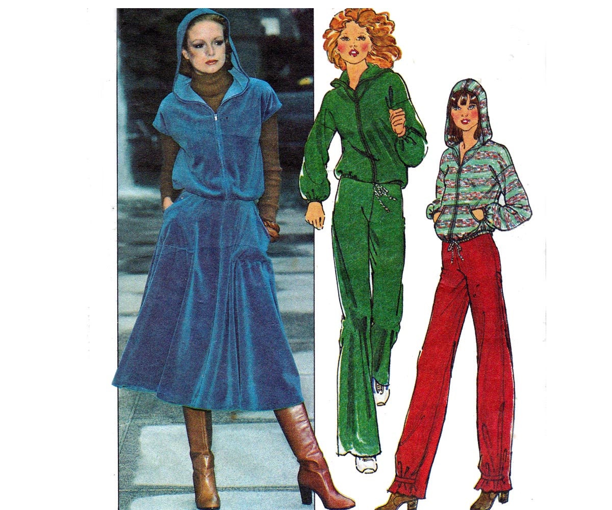 1970s Vintage Sewing Pattern Simplicity 8272 Hoodie Pants and Skirt Size 10 Bust 32 1/2