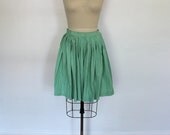 Vintage Skirt / Green Gingham Accordion Pleated / Preppy Summer  / Size 2 Extra Small XS S