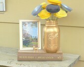 12 Large Yellow and Grey Paper Flowers, Yellow and Grey Centerpiece, Yellow and Gray Bouquet, Unique Gift