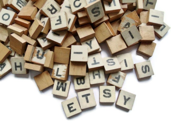 98 Vintage Anagrams Wood Tiles