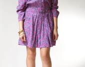 vitnage 1980s dress / 80s purple floral dress / All That Floral Dress