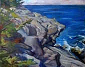Oil Painting Landscape, Boar's Head/ Monhegan,Maine. Original Oil on Canvas, Plein Air Landscape Painting