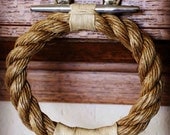 Small Rope Towel Holder on Stainless Steel Dock Cleat: Nautical Vibe