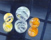 Small Acrylic Still Life Painting of Marbles - Art Realism for Home Decor