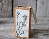 1 Reclaimed Wood Smokestack Candle Block with Sea Decoupage