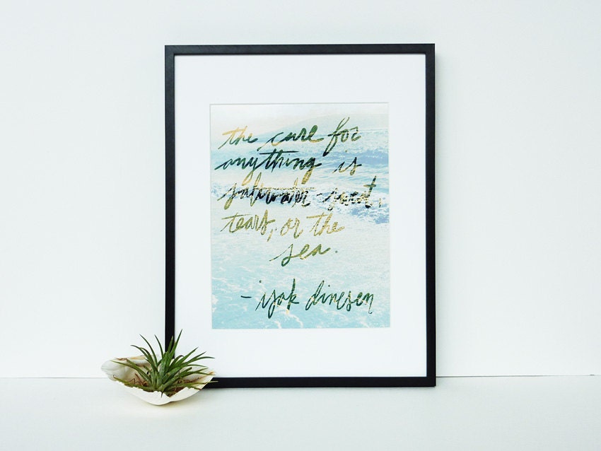 Sweat Tears or the Sea Photography Print - Typography Print with Photograph of a beach