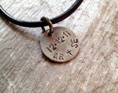 Guys Necklace- Mens Leather Necklace- Groomsmen Gifts- Hand Stamped Jewelry- Rustic-