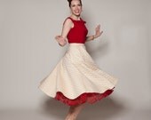 Vintage 1950s Quilted Circle Skirt Lee Mar Cream Gold Winter Fashions