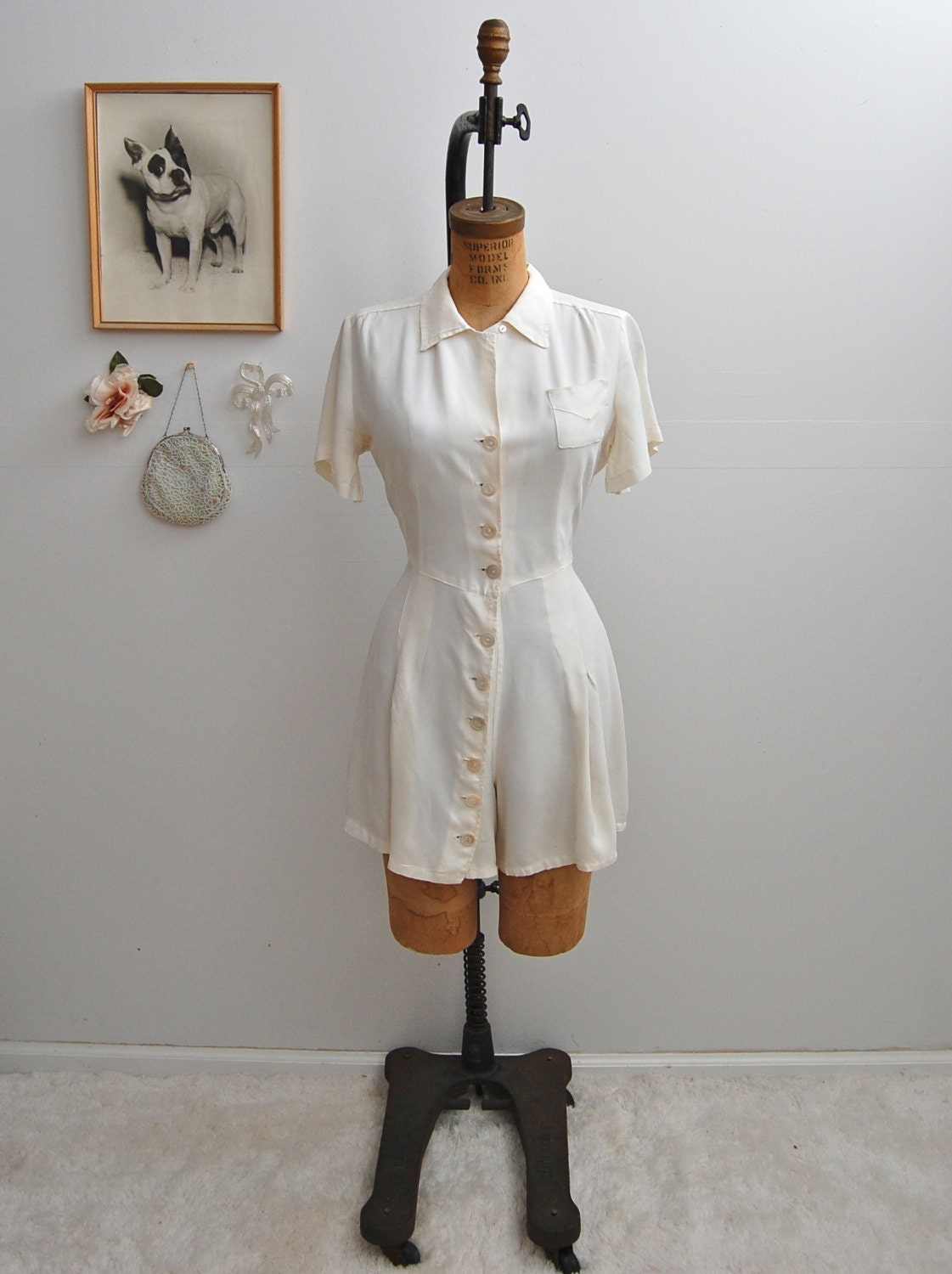 Vintage 1930s Playsuit - 30s Deco Romper - The Madeline