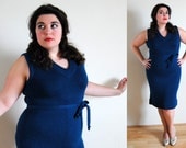 Plus Size Vintage 1940's Teal Sweater Dress Best and Co. // Charmingly Warm Spring Fashion // Size 10/12/14 XL