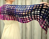 Scarf. Felted Scarf. Lattice Scarf. Gradient Scarf. Handmade Merino Wool Scarf.