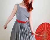 1960s Black White Gingham Day Dress. Mad Men Fashion. Weddings. Summer Dress. Spring. Size Medium