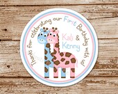 SET of 12 Little GIRAFFE Favor Tags or Stickers for Boy Girl Twins : Personalized, Birthday, Baby Shower Il_170x135