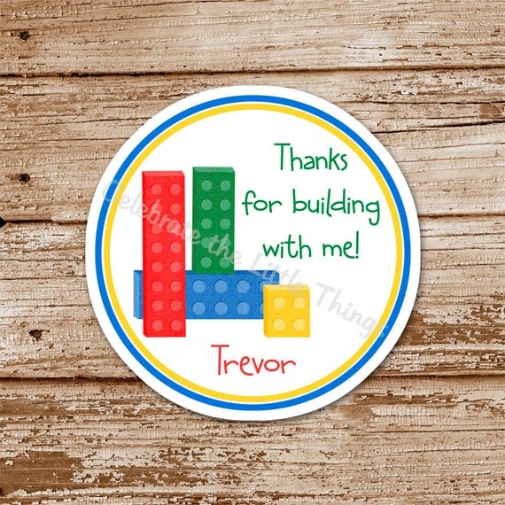 SET of 12 Building BLOCKS Favor Tags or Stickers Il_570xn