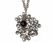 Wire Wrap Necklace with Black Star Diopside