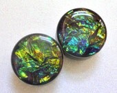Faux Dichroic Resin Plugs - SIZE 1" INCH - Stainless Steel Tunnels