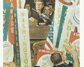 Norman Rockwell, A Time for Greatness, JFK, President Kennedy, Mid Century Art, Vintage Art Print, Look Magazine