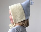 Color Block Bonnet Sky Blue and Cream - Sizes 3T-10 - Nordic Inspired Pixie Bonnet for Toddler and Child