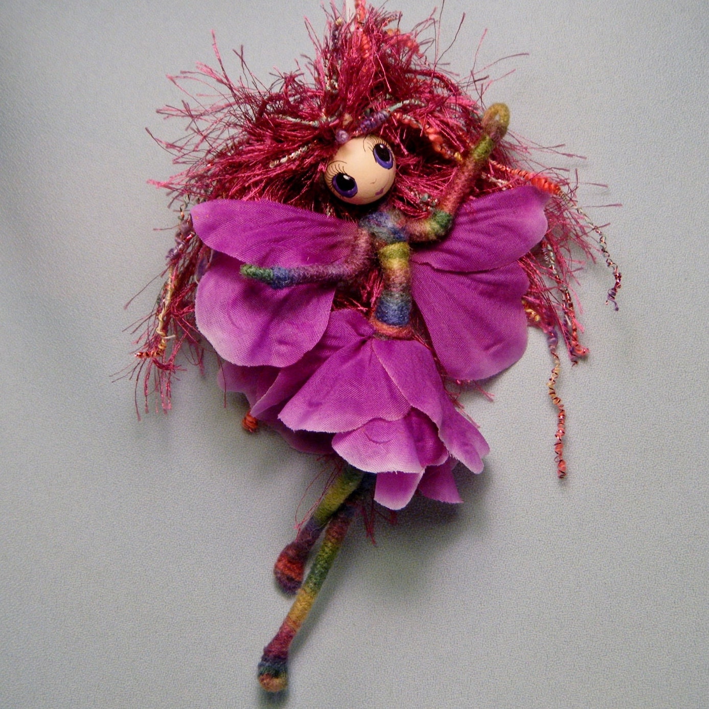 FLOWER FAIRY Artist Doll ooak Dark Fuchsia Magical Faerie Art Doll  by Rhiannon