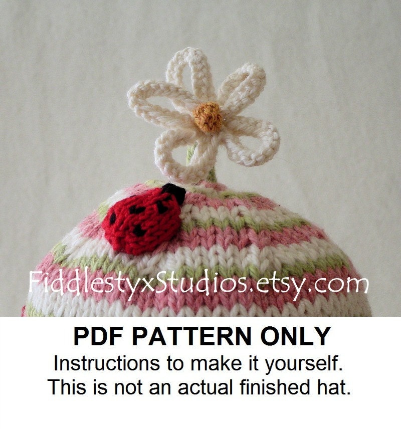 KNITTING PATTERN PDF - Girls Hat Knitting Pattern - Ladybug Baby Hat (Newborn Infant Toddler Child sizes) Children Spring Knitting Pattern