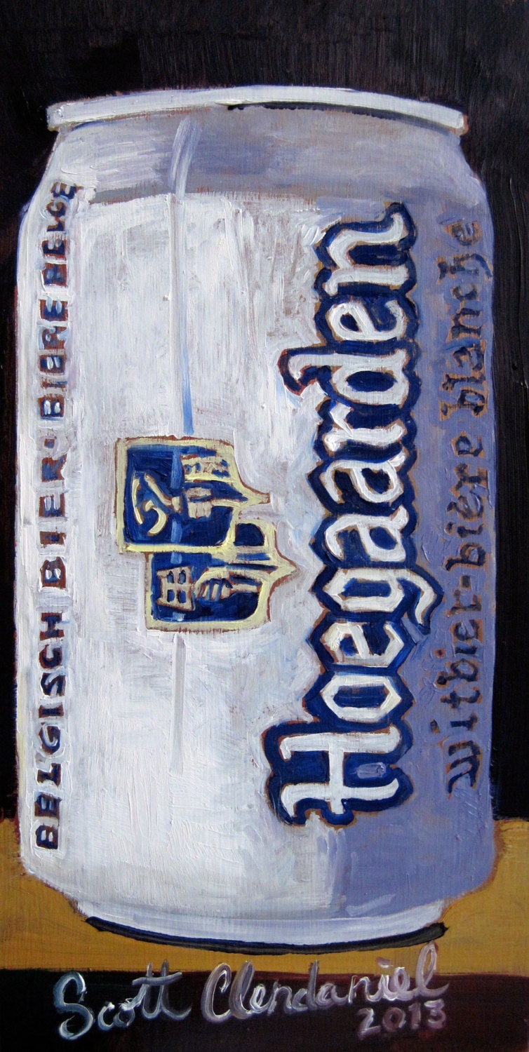 Beer Art Painting of Hoegaarden in a Can - Original Oil - 6"x12"