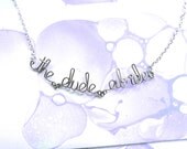 The Dude Abides Necklace - Big Lebowski Fan Jewelry - Silver Wire Word Phrase Movie Quote Pendant