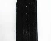 90s vintage black crushed velvet skirt, button front, patch pockets - XS