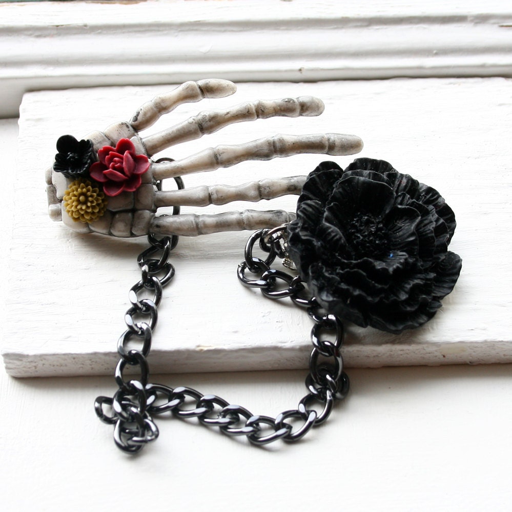 Skeleton Hand Sweater Clips - Black, Burgundy, Green