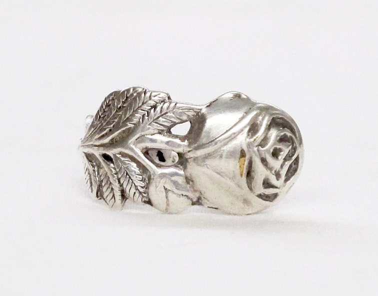 Spoon Ring Romantic Rose Silverware RING Rose botanical Floral Spoon Ring Upcycled recycled vintage floral eco flower rose antique fork ring