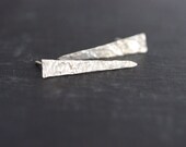 Long Sterling Silver Triangle Posts - Hammered