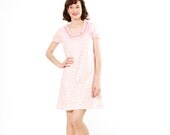 60s Mini Dress - 1960s Floral Dress - Tiny Pink Poppies