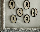6 Vintage Hand Cut Silhouettes in Oval Frames