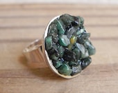 Emerald ring, rough emerald cocktail ring, emerald green statement ring, May birthstone ring, raw emerald ring