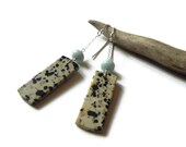 Dalmatian Jasper drop earrings, gemstone drop earrings, semi precious gemstone earrings, modern gemstone earrrings