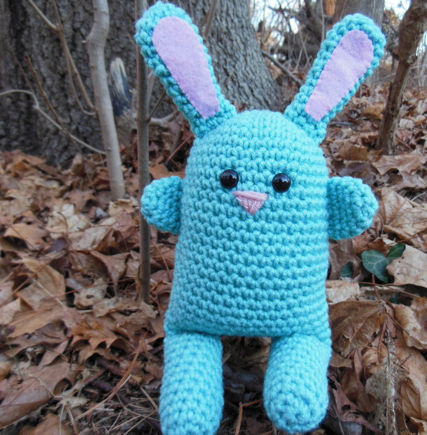 Woolie Bunny Hand Crocheted Plush - Aqua