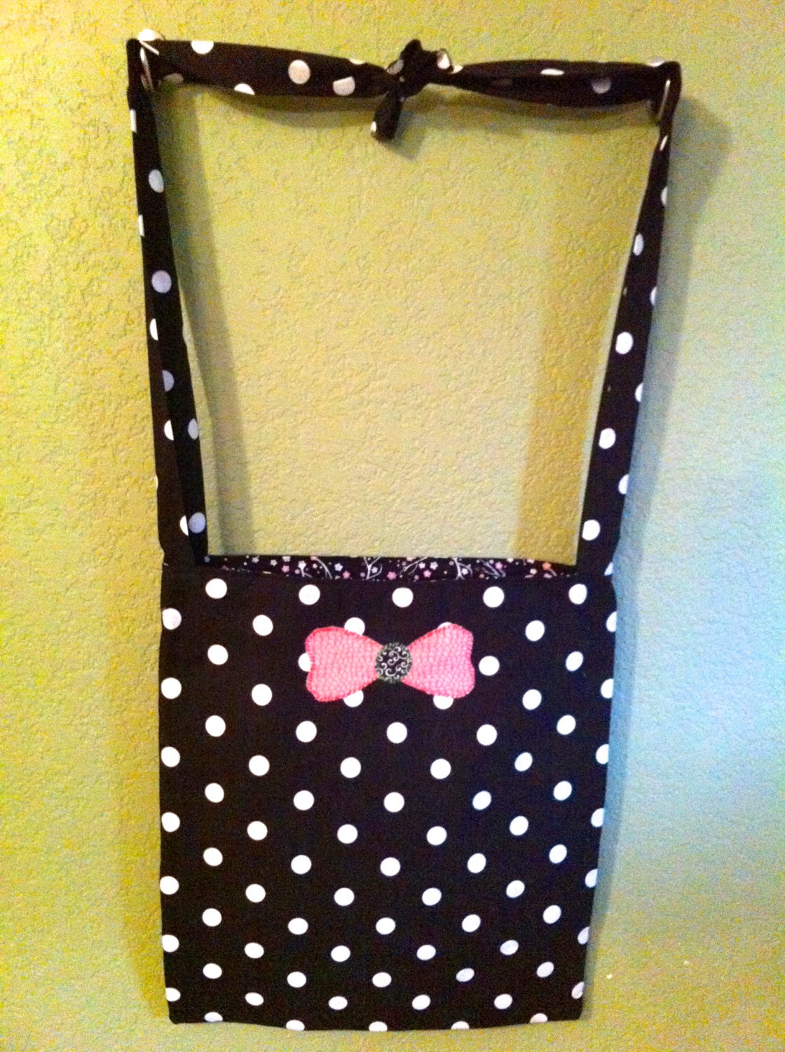Happy Bow Polka Dot Applique Tote Bag