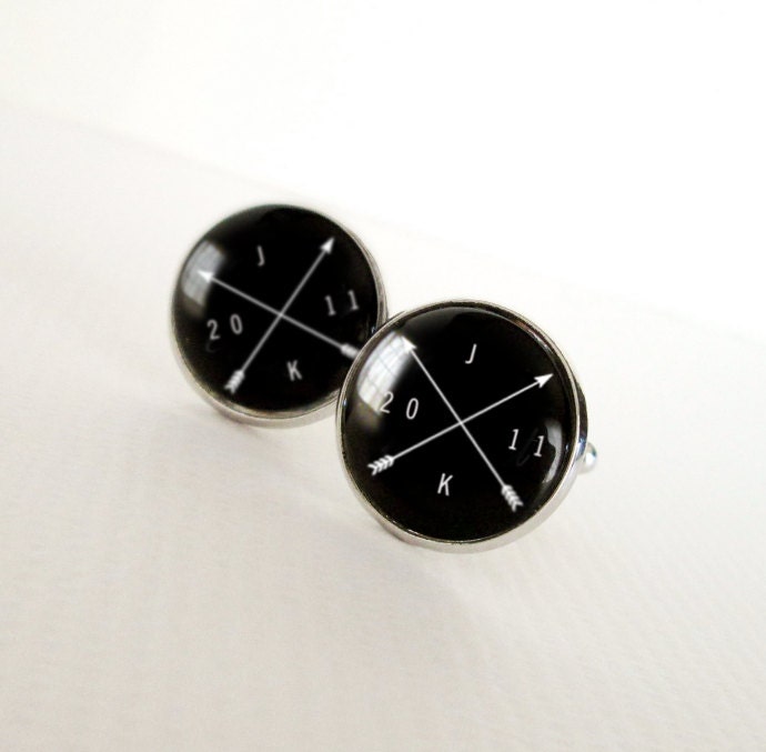 Crossed Arrow Initials Cufflinks - Larger Size Custom Cuff Links for Him with a Boho Twist